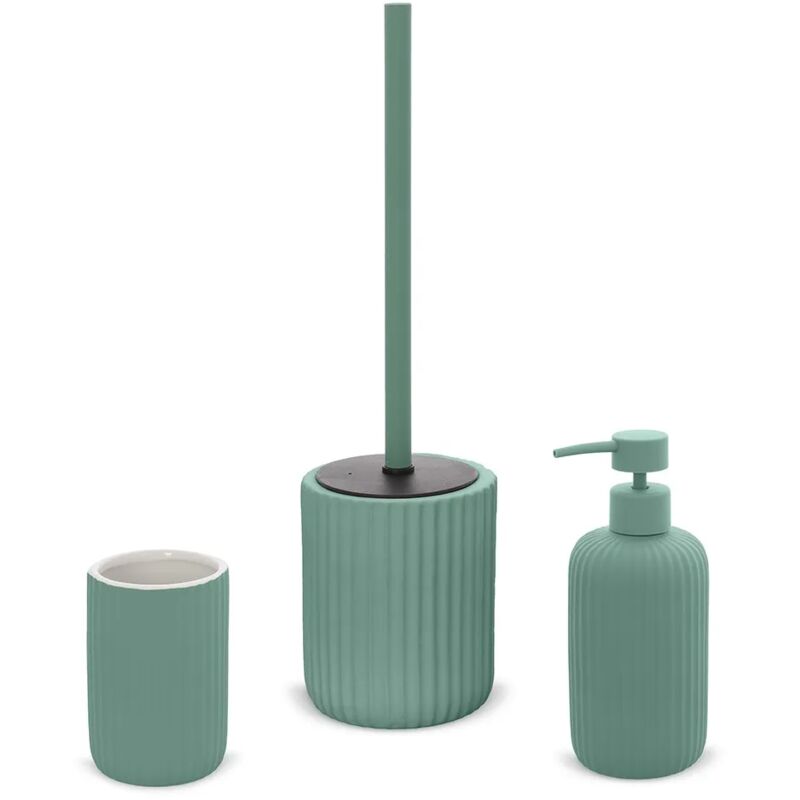 foto del prodotto inbagno set accessori bagno 3 pezzi in ceramica verde soft touch spring