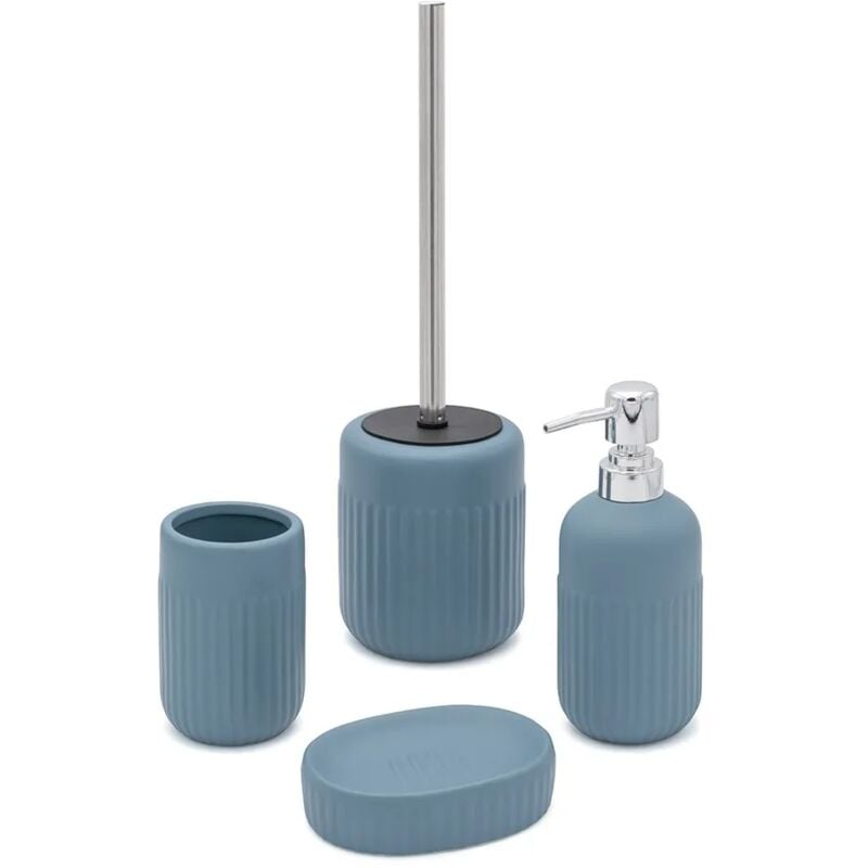 foto del prodotto inbagno set completo accessori bagno turchese cobalto in ceramica cup