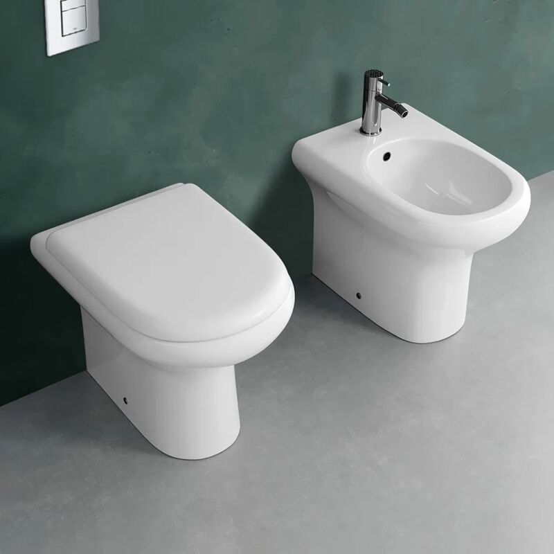 foto del prodotto inbagno set di sanitari filomuro rak serie compact con sedile avvolgente