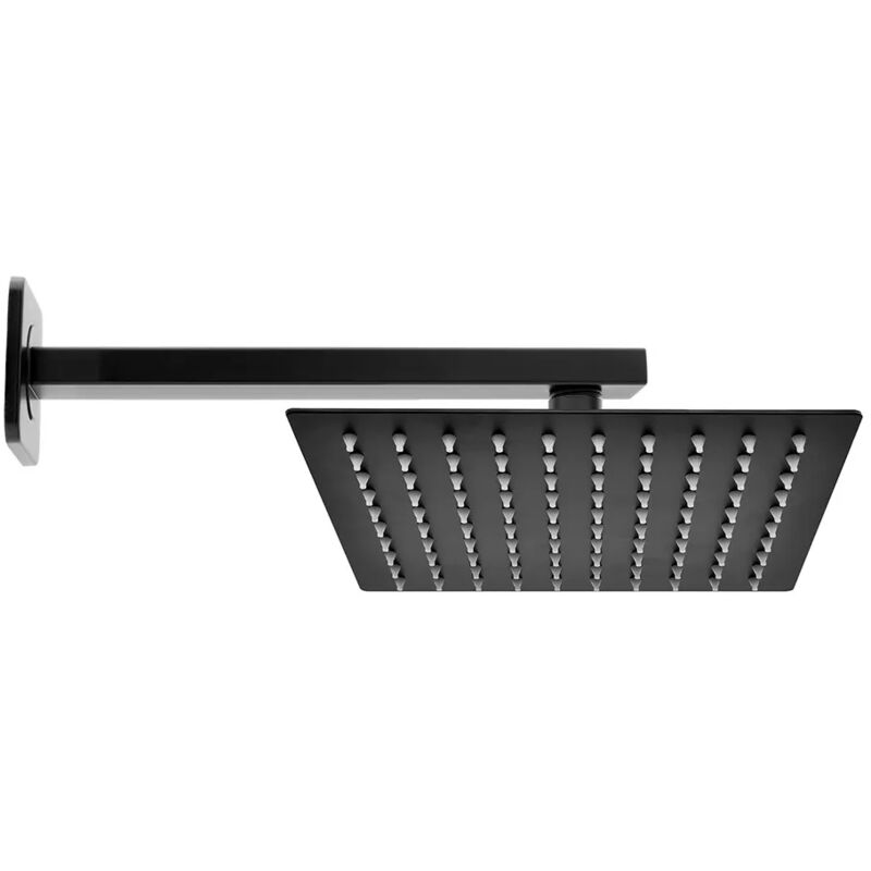 foto del prodotto inbagno set doccia con braccio 35 cm e soffione 25x25 cm in inox nero opaco
