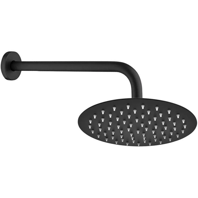 foto del prodotto inbagno set doccia con braccio 40 cm e soffione 25 cm in inox nero opaco
