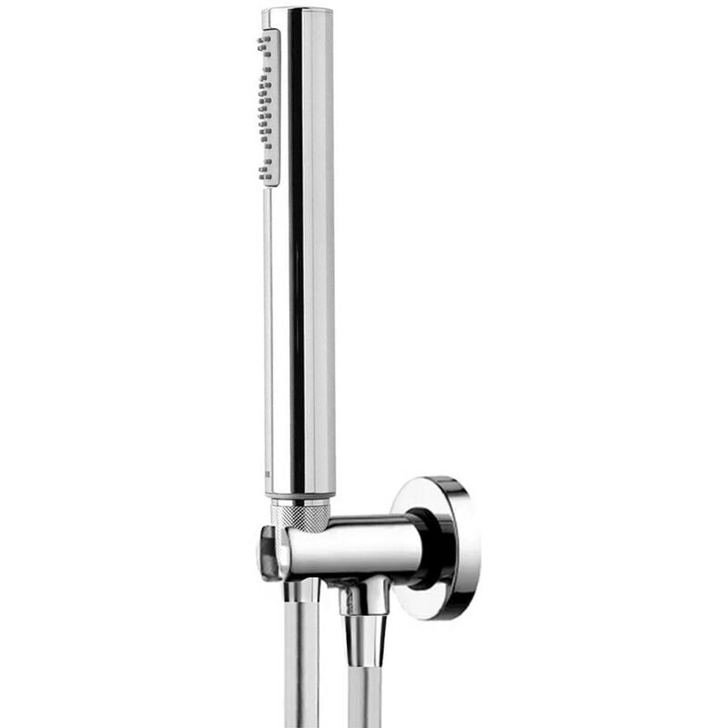 foto del prodotto inbagno set doccia cromato con doccetta tonda anticalcare presa acqua e flessibile