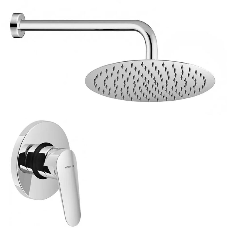 foto del prodotto inbagno set doccia cromato nobili hof completo di soffione tondo 25 cm e miscelatore incasso