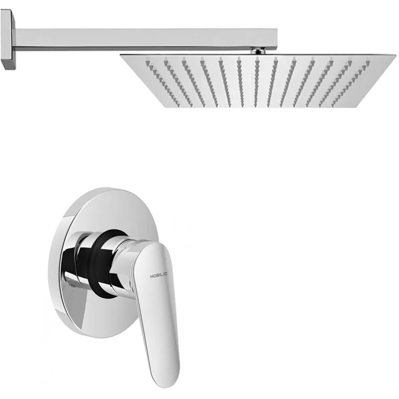 foto del prodotto inbagno set doccia cromato nobili hof con soffione quadrato 25x25 cm e miscelatore incasso