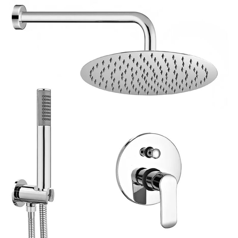 foto del prodotto inbagno set doccia incasso con braccio soffione tondo e kit doccino acciaio cromo dalila