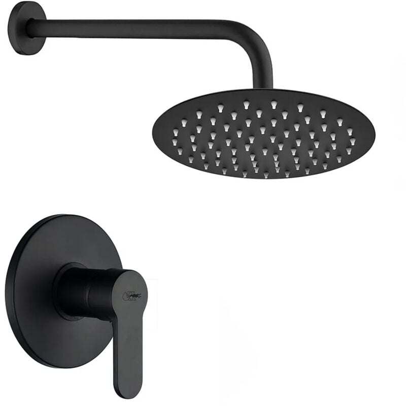 foto del prodotto inbagno set doccia incasso nero opaco tondo paco con soffione 20 cm