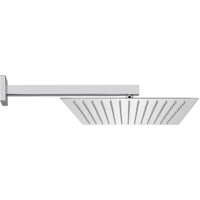 foto del prodotto inbagno set doccia quadrato cromo braccio 30 cm soffione 20x20 cm acciaio inox
