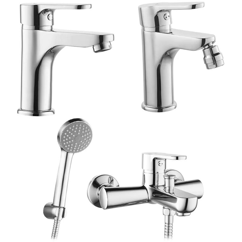 foto del prodotto inbagno set miscelatori cromati lavabo bidet e vasca con kit doccia paco