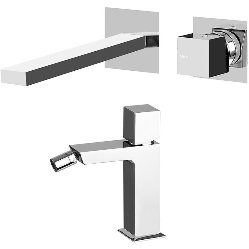 foto del prodotto inbagno set miscelatori lavabo a incasso e bidet cromato lucido torre