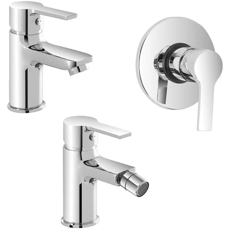 foto del prodotto inbagno set miscelatori lavabo bidet e doccia cromo con scarico incluso prima