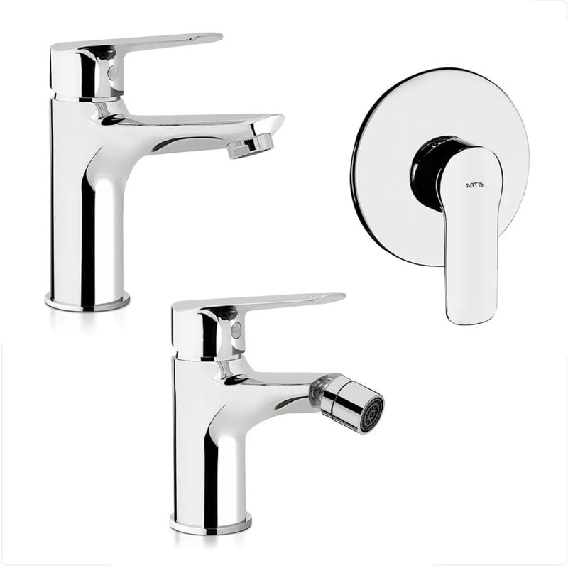 foto del prodotto inbagno set miscelatori lavabo bidet e doccia incasso cromati artis punta piletta inclusa