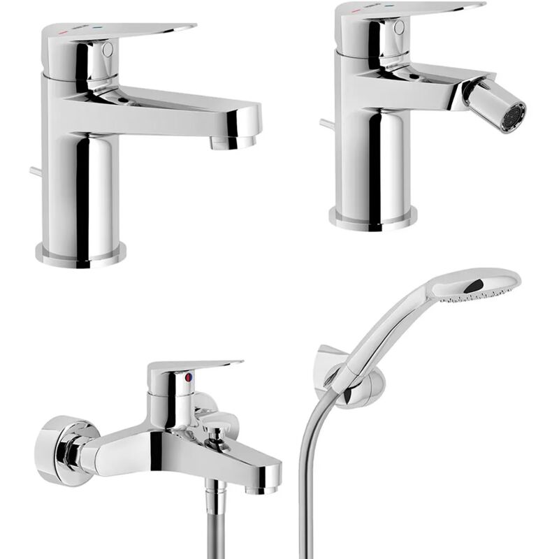 foto del prodotto inbagno set miscelatori lavabo bidet e vasca nobili blues cromati a risparmio idrico