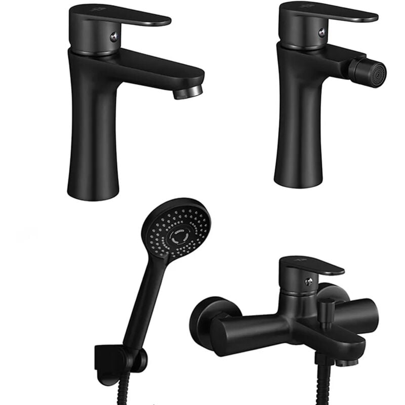 foto del prodotto inbagno set miscelatori lavabo bidet vasca nero opaco serie lizzy