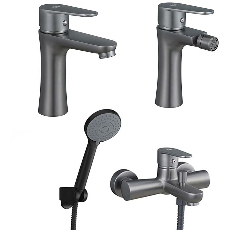 foto del prodotto inbagno set miscelatori lavabo bidet vasca nichel nero satinato serie lizzy