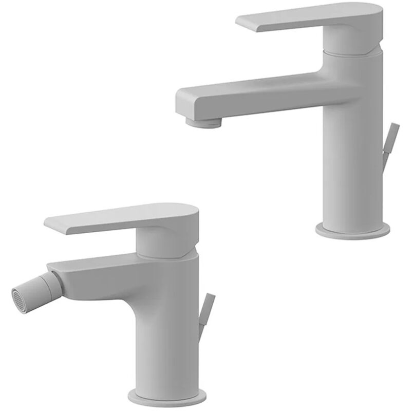 foto del prodotto inbagno set miscelatori lavabo e bidet bianco opaco mariani artic scarico incluso