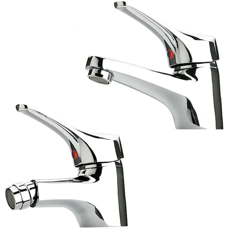 foto del prodotto inbagno set miscelatori lavabo e bidet cromati piralla ariel scarico incluso