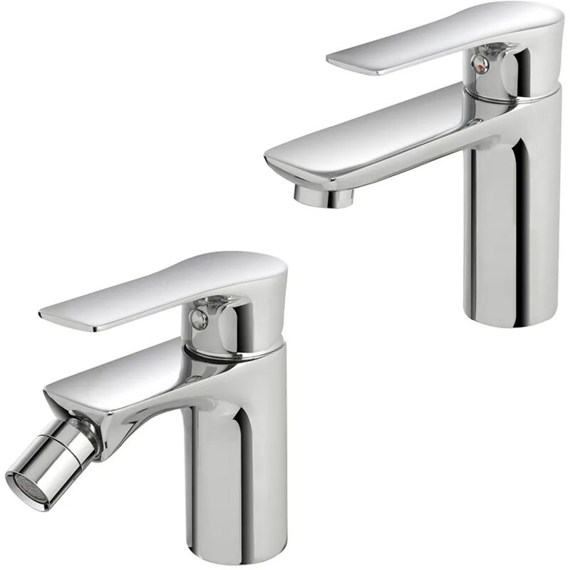 foto del prodotto inbagno set miscelatori lavabo e bidet flat cromati con piletta click clack