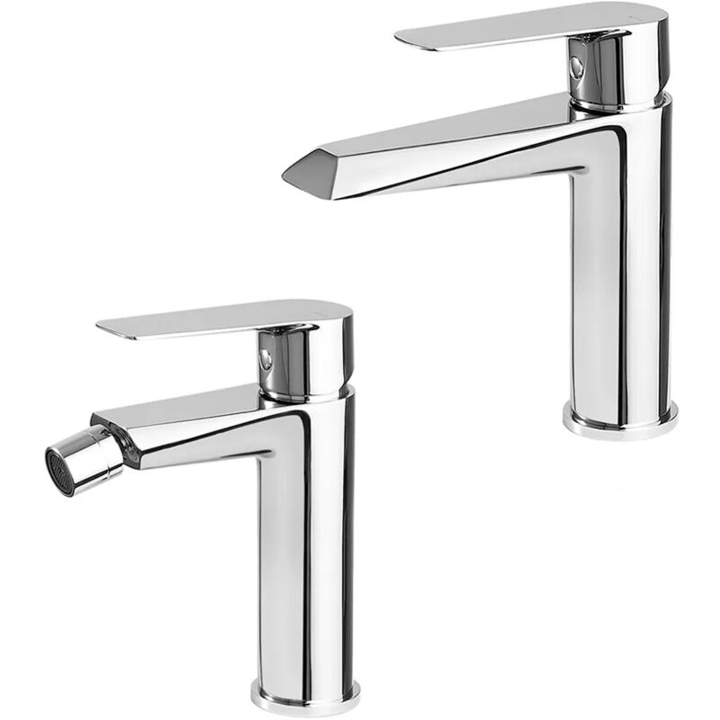 foto del prodotto inbagno set miscelatori lavabo e bidet in ottone cromo lucido cristallo