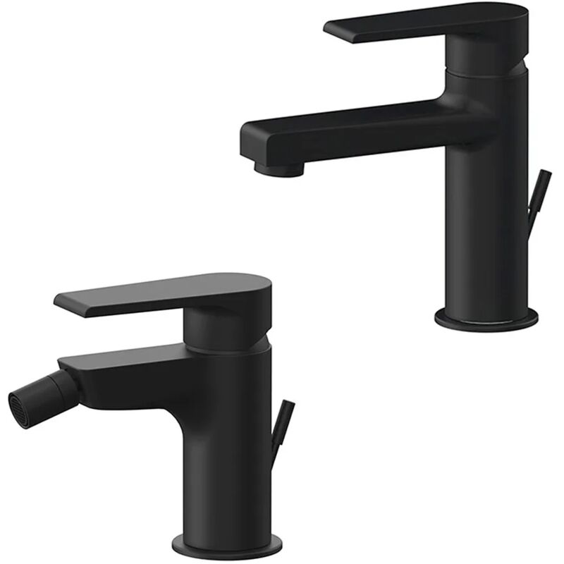foto del prodotto inbagno set miscelatori lavabo e bidet nero opaco mariani artic scarico incluso