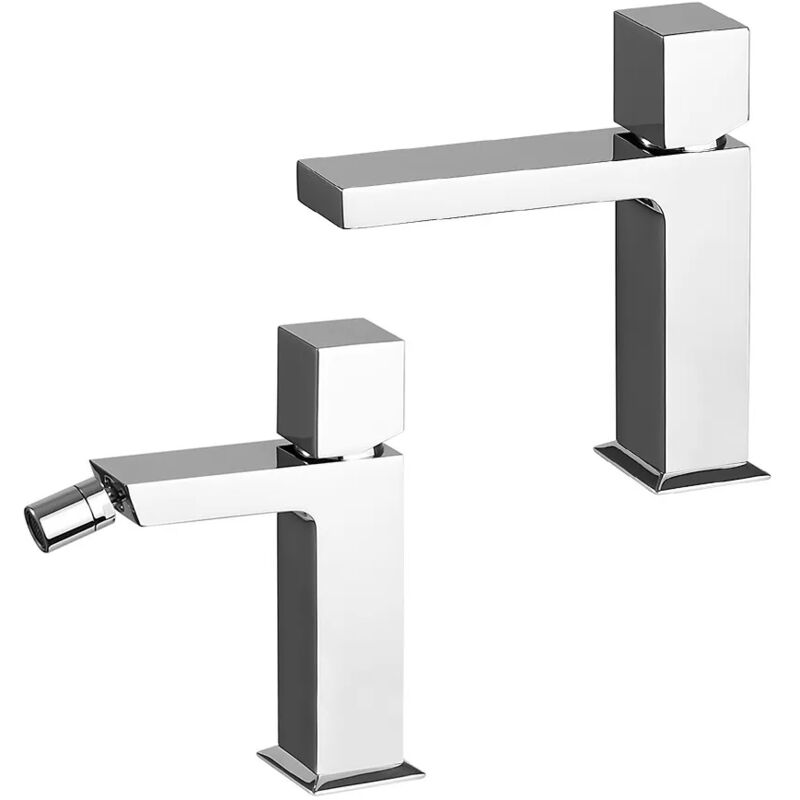 foto del prodotto inbagno set miscelatori lavabo e bidet senza leva cromato lucido torre