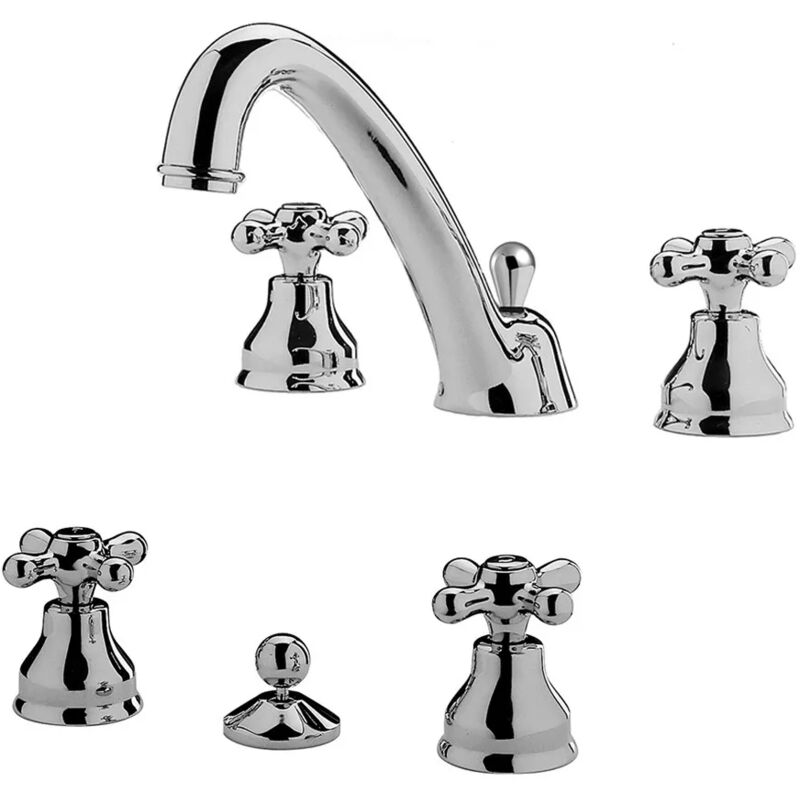 foto del prodotto inbagno set miscelatori paffoni iris a tre fori lavabo e bidet con scarico incluso