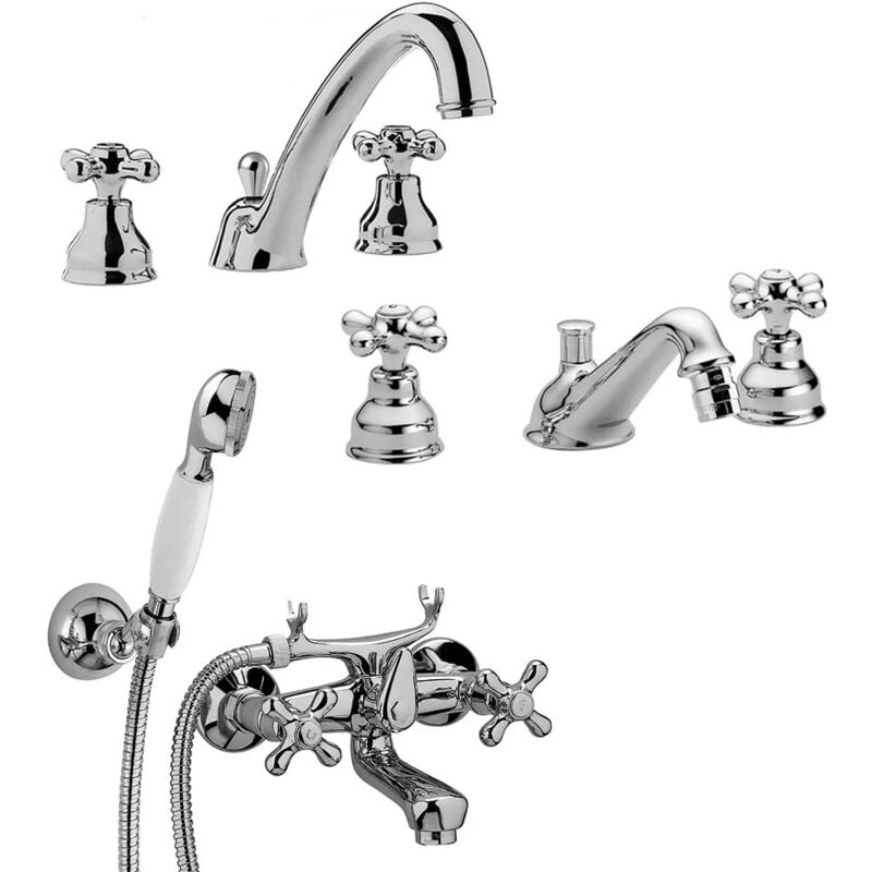 foto del prodotto inbagno set miscelatori paffoni iris lavabo canna alta bidet e vasca con scarico incluso