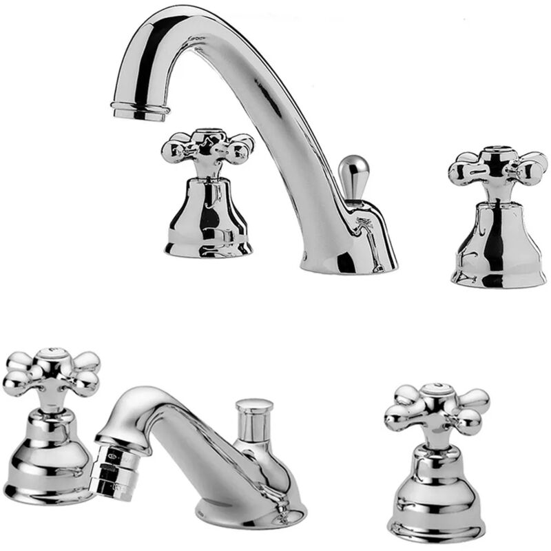 foto del prodotto inbagno set miscelatori paffoni iris lavabo canna alta e bidet con scarico incluso