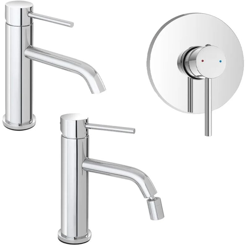 foto del prodotto inbagno set rubinetti lavabo bidet e doccia in acciaio inox con scarico nuego