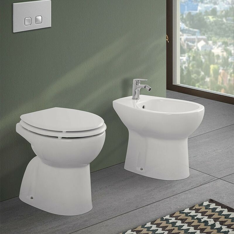 immagine 0 del prodotto inbagno set sanitari bagno in ceramica bianca lucida flora completo di sedile wc