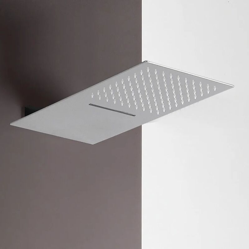 foto del prodotto inbagno soffione doccia a sbalzo slim 25x52 cm cromato in acciaio inox con cascata