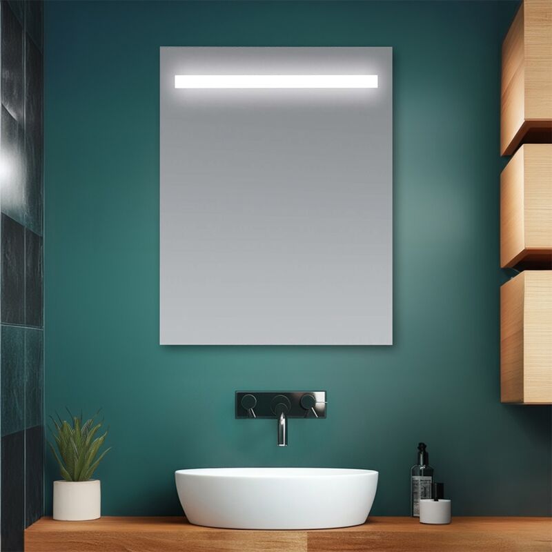 foto del prodotto inbagno specchio bagno 50x70 cm con fascia led superiore bianco naturale