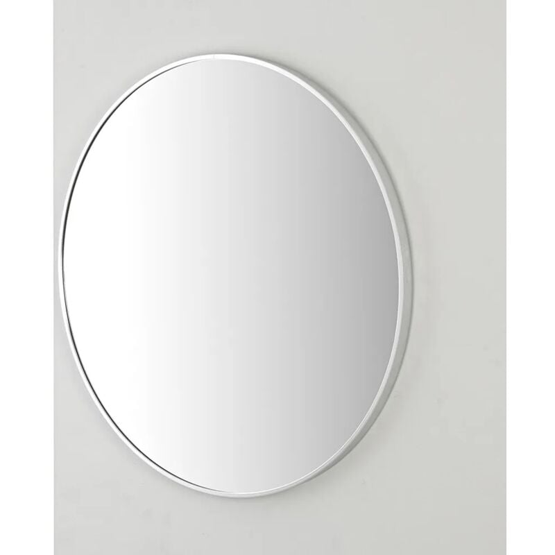 foto del prodotto inbagno specchio bagno 80 cm con cornice argento e installazione a parete