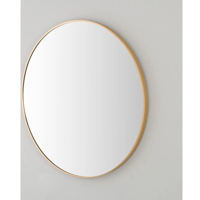 foto del prodotto inbagno specchio bagno 80 cm con cornice oro e installazione a parete