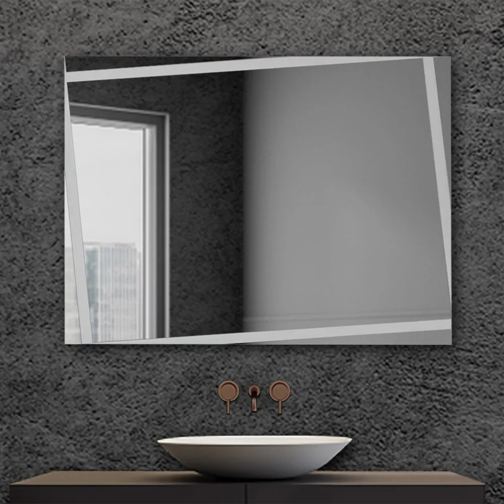 foto del prodotto inbagno specchio da bagno serigrafato con telaio 90x70 cm installazione reversibile