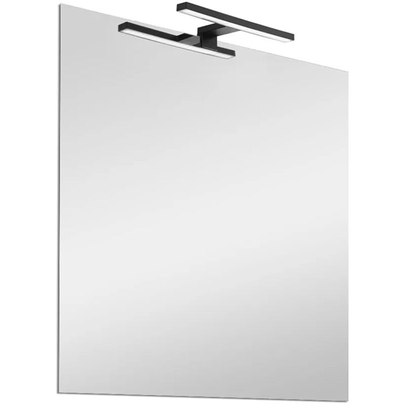 foto del prodotto inbagno specchio led 60x80 cm reversibile con luce naturale nero opaco