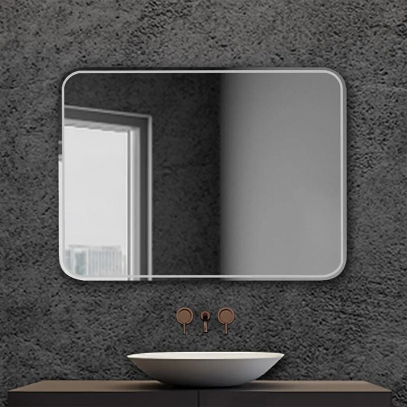 foto del prodotto inbagno specchio serigrafato bagno con telaio 80x60 cm installazione reversibile