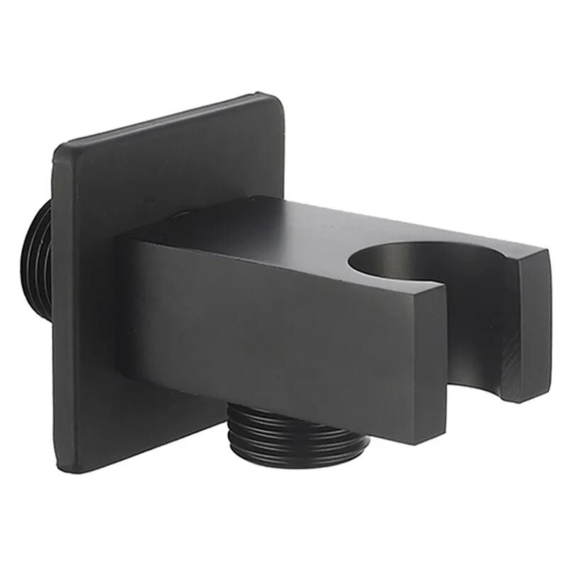 foto del prodotto inbagno supporto doccetta nero opaco con presa acqua design squadrato