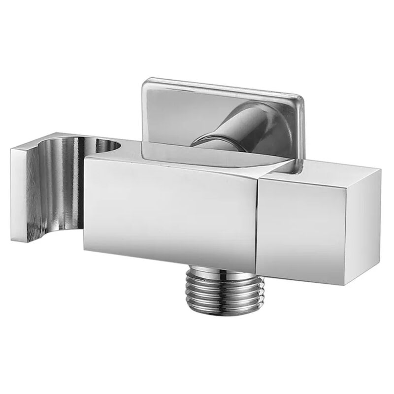 foto del prodotto inbagno supporto doccia cromato design squadrato con rubinetto da arresto