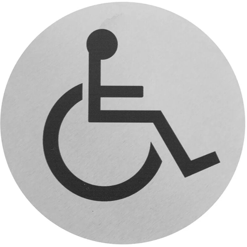 foto del prodotto inbagno targhetta wc disabili in alluminio spazzolato fissaggio con biadesivo