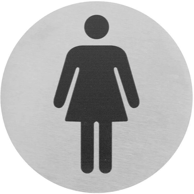 foto del prodotto inbagno targhetta wc donne in alluminio spazzolato fissaggio con biadesivo