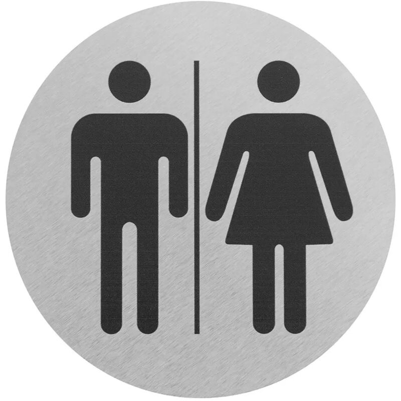 foto del prodotto inbagno targhetta wc uomini e donne in alluminio spazzolato fissaggio con biadesivo