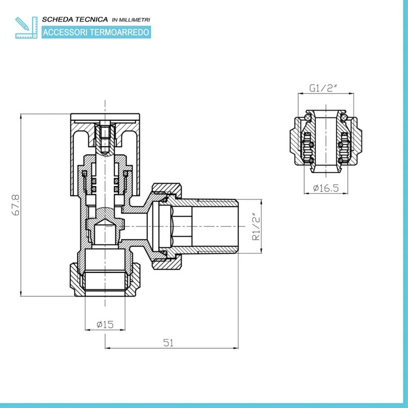 foto del prodotto inbagno valvole per termoarredo cromate con raccordi multistrato da 16 mm g 1 2