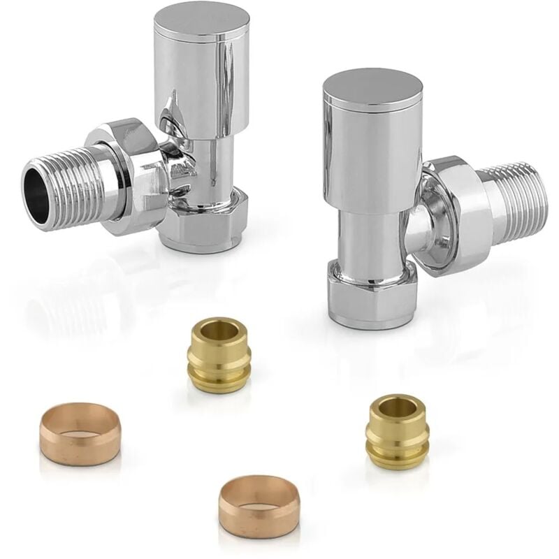 foto del prodotto inbagno valvole termoarredo tonde cromate con attacco g 1 2 e raccordo rame da 12 mm