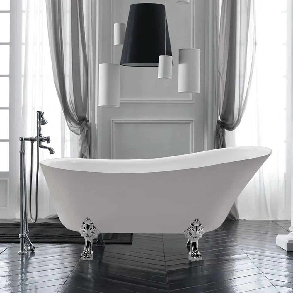 foto del prodotto inbagno vasca da bagno freestanding classica 170x72 piedini cromo a zampa di leone regolabili samantha
