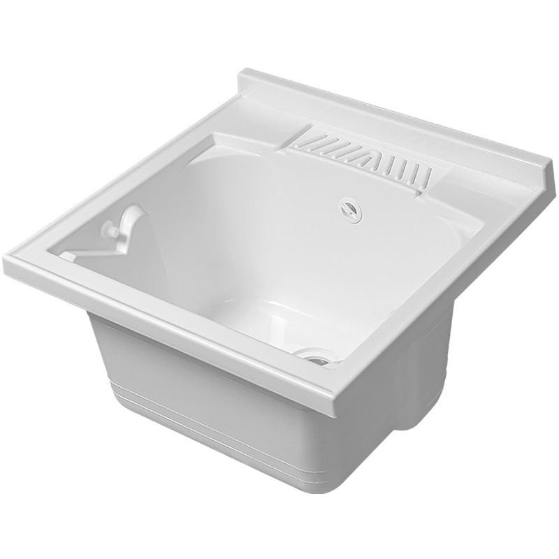 foto del prodotto inbagno vasca lavatoio 50x50 cm in resina bianca da incasso o in appoggio