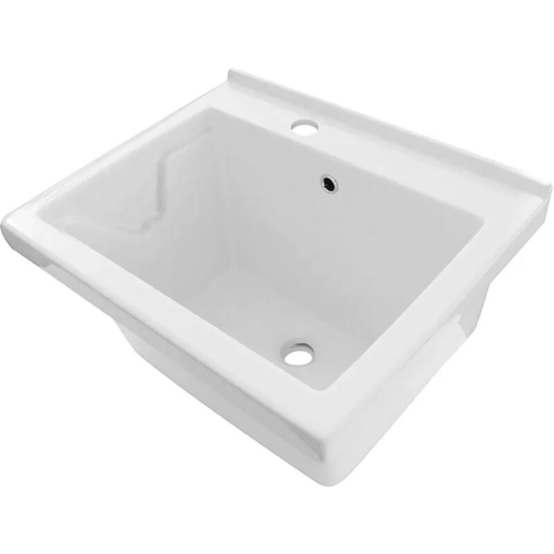 foto del prodotto inbagno vasca lavatoio 60x50 cm in ceramica bianca con foro rubinetto a sinistra