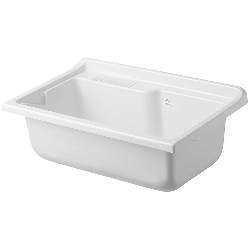 foto del prodotto inbagno vasca lavatoio 80x50 cm in resina bianca da installare da incasso
