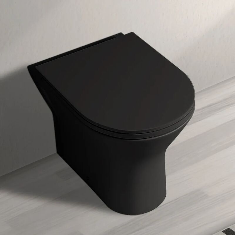 foto del prodotto inbagno wc filo muro nero opaco rimless in ceramica serie feeling