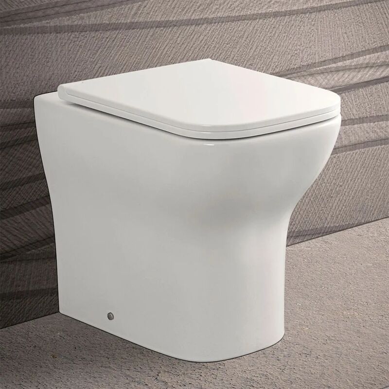 foto del prodotto inbagno wc filomuro bianco lucido senza brida con scarico multiplo plana
