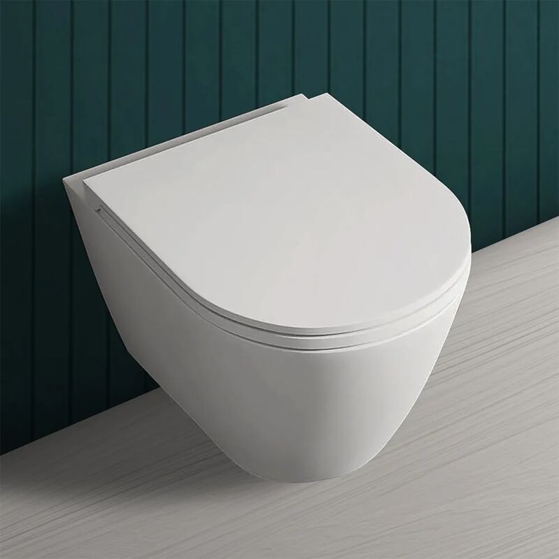 foto del prodotto inbagno wc sospeso rimfree serie feeling in ceramica con finitura bianco matt